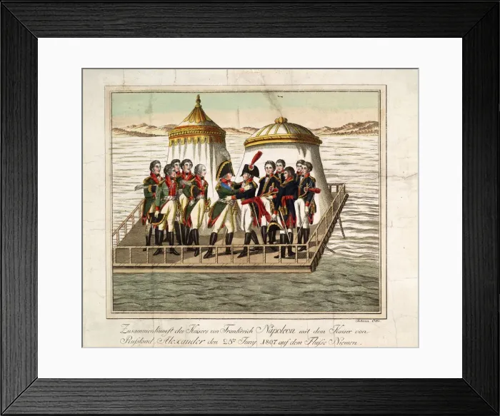 Framed Print : Meeting of Emperors Alexander I of Russia and Napoleon I of France at the Neman near Tilsit, 1807 Framed Print : Meeting of Emperors Alexander I of Russia and Napoleon I of France at the Neman near Tilsit, 1807