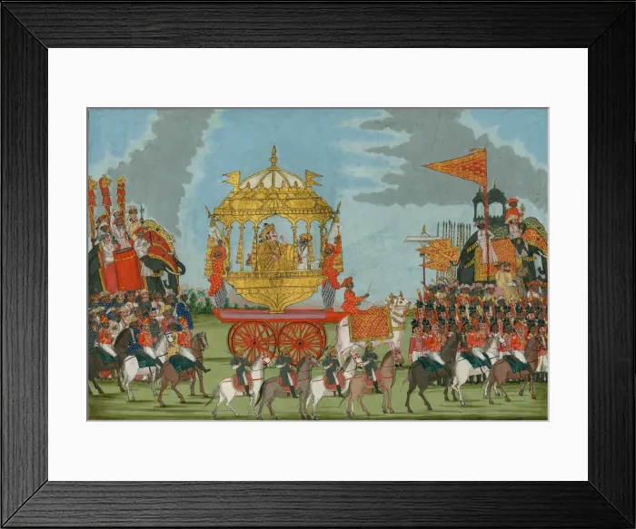 Framed Print : Rajah of Tanjore Riding an Elephant to a marriage ceremony, c. 1780. Artist: Indian Art Framed Print : Rajah of Tanjore Riding an Elephant to a marriage ceremony, c. 1780. Artist: Indian Art
