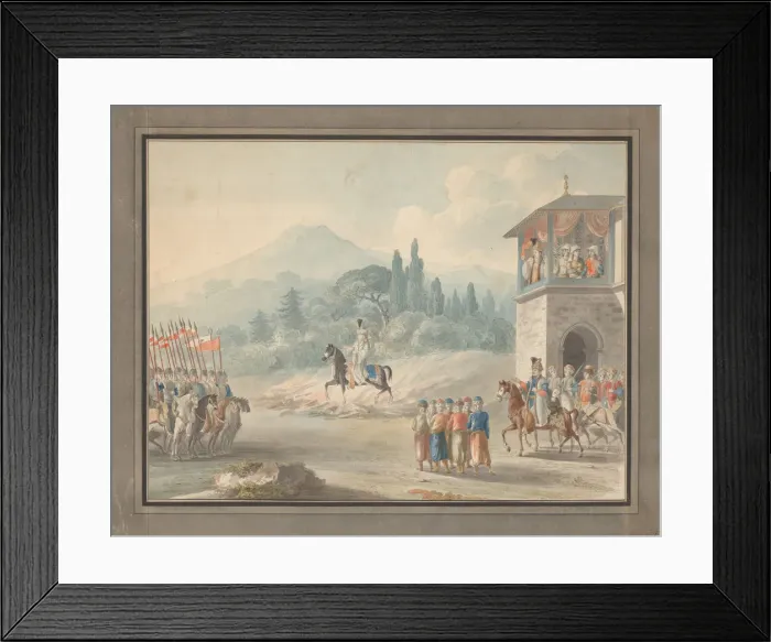 Framed Print : Georgian cavalry review, c. 1780. Artist: Anonymous Framed Print : Georgian cavalry review, c. 1780. Artist: Anonymous