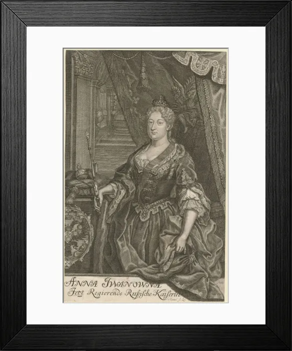Framed Print : Portrait of Empress Anna Ioannovna (1693-1740), 1733. Artist: Mentzel (Menzel), Johann Georg Framed Print : Portrait of Empress Anna Ioannovna (1693-1740), 1733. Artist: Mentzel (Menzel), Johann Georg