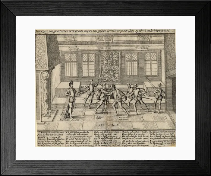 Framed Print : The Assassination of the Duke of Guise, 1588. Artist: Anonymous Framed Print : The Assassination of the Duke of Guise, 1588. Artist: Anonymous