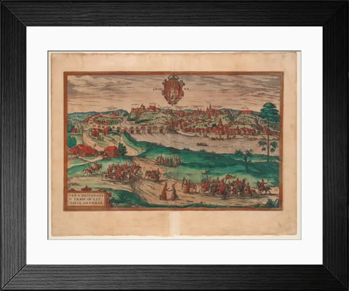 Framed Print : Grodno (From: Civitates orbis terrarium), 1577. Artist: Braun, Georg (1541-1622) Framed Print : Grodno (From: Civitates orbis terrarium), 1577. Artist: Braun, Georg (1541-1622)