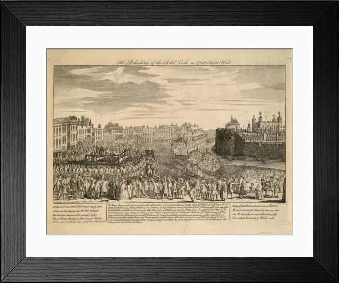 Framed Print : The Beheading of the Jacobite rebels at Tower Hill, 1746. Artist: Anonymous Framed Print : The Beheading of the Jacobite rebels at Tower Hill, 1746. Artist: Anonymous