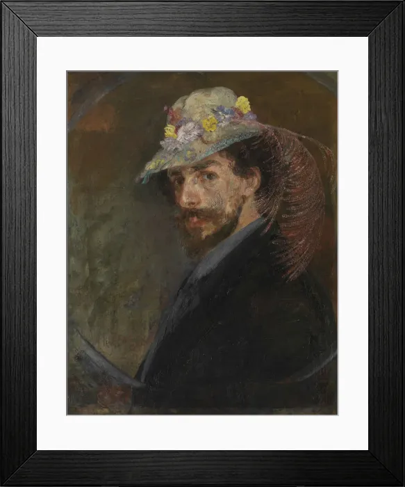 Framed Print : Self-Portrait with Flowered Hat, 1883 Framed Print : Self-Portrait with Flowered Hat, 1883