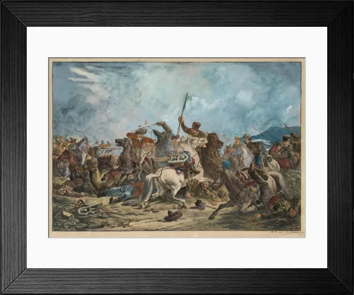Framed Print : Battle between the Kirghiz and Cossacks. Artist: Orlowski (Orlovsky), Alexander Osipovich Framed Print : Battle between the Kirghiz and Cossacks. Artist: Orlowski (Orlovsky), Alexander Osipovich
