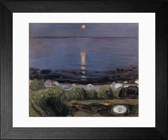 Framed Print : Summer Night by the Beach. Artist: Munch, Edvard (1863-1944) Framed Print : Summer Night by the Beach. Artist: Munch, Edvard (1863-1944)