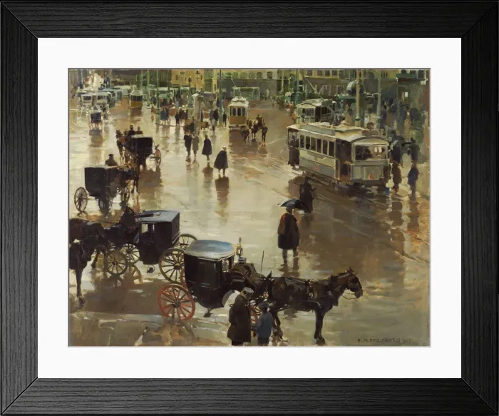 Framed Print : La Puerta del Sol, Madrid. Artist: Martinez Cubells, Enrique (1874-1947) Framed Print : La Puerta del Sol, Madrid. Artist: Martinez Cubells, Enrique (1874-1947)