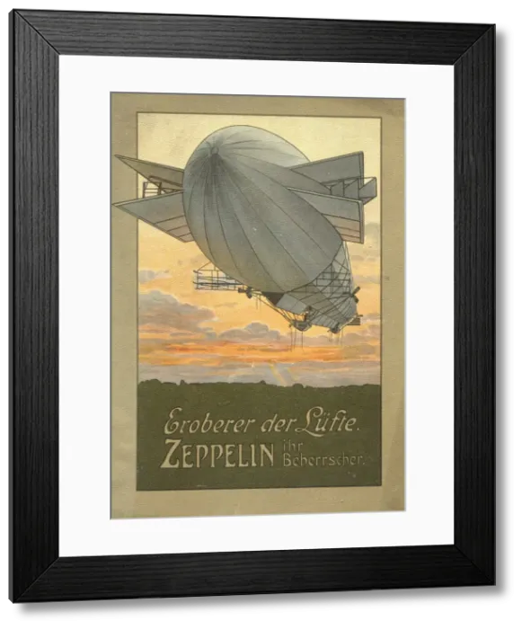 Framed Print : Conquerer of the Air. Zeppelin, 1916. Artist: Anonymous Framed Print : Conquerer of the Air. Zeppelin, 1916. Artist: Anonymous