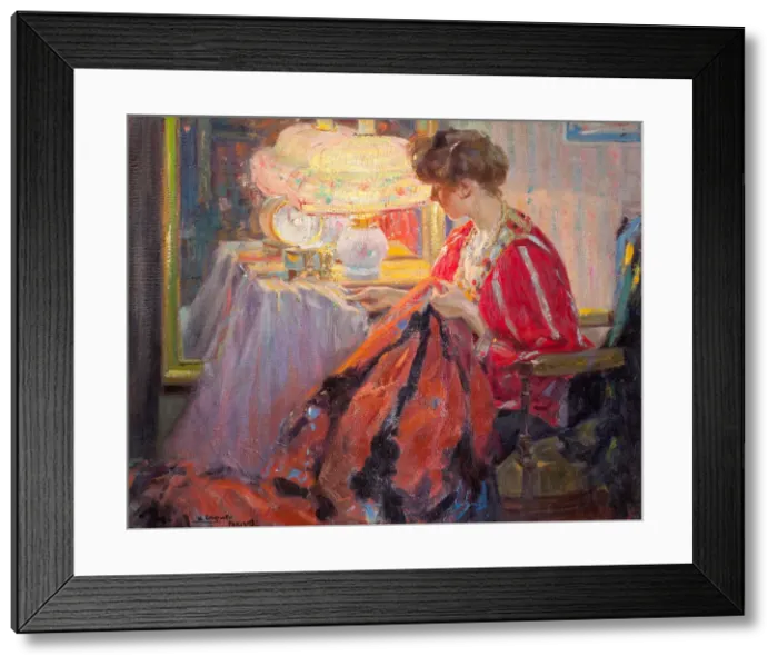 Framed Print : Evening work, 1909 Framed Print : Evening work, 1909