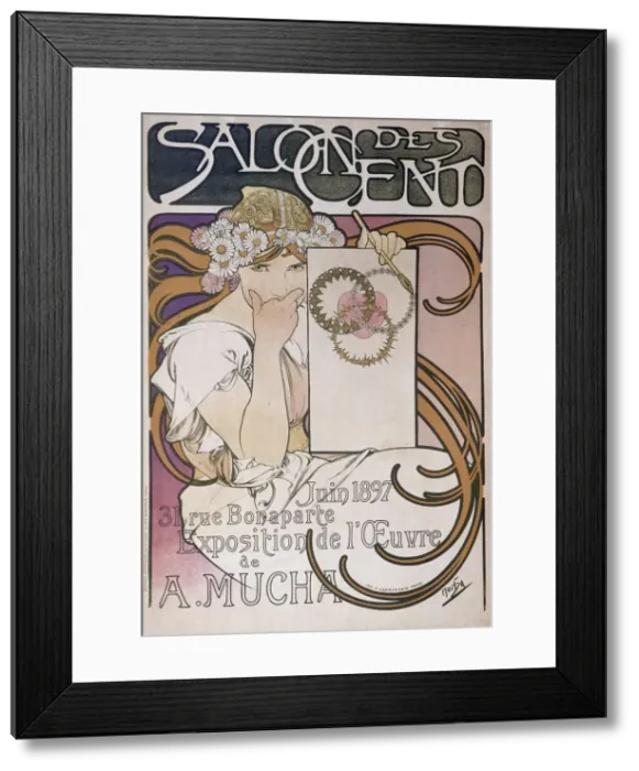 Framed Print : Poster for Alphonse Muchas exhibition in the Salon des Cent, Paris, France, 1897 Framed Print : Poster for Alphonse Muchas exhibition in the Salon des Cent, Paris, France, 1897