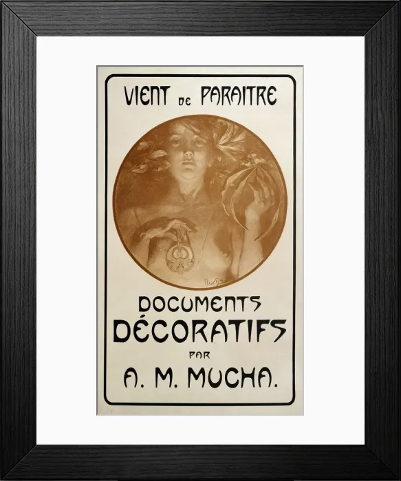 Framed Print : Advertisement for the monograph Decorative Documents by Alphonse Mucha, 1902. Artist Framed Print : Advertisement for the monograph Decorative Documents by Alphonse Mucha, 1902. Artist