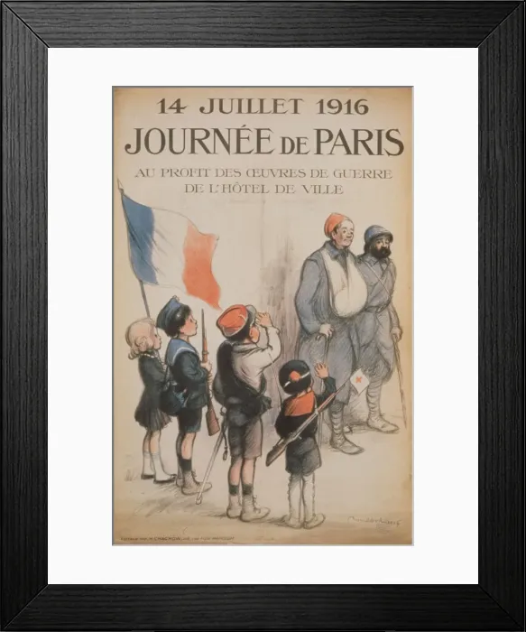 Framed Print : Journee de Paris. 14 Juillet 1916, 1916. Artist: Poulbot, Francisque (1879-1946) Framed Print : Journee de Paris. 14 Juillet 1916, 1916. Artist: Poulbot, Francisque (1879-1946)