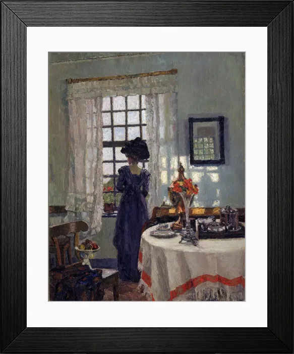 Framed Print : Woman at the Window. Artist: Brandis, August, von (1862-1947) Framed Print : Woman at the Window. Artist: Brandis, August, von (1862-1947)