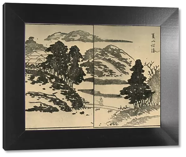 Landscape with figure crossing a bridge, 1809, (1924). Creator: Ogura Tokei