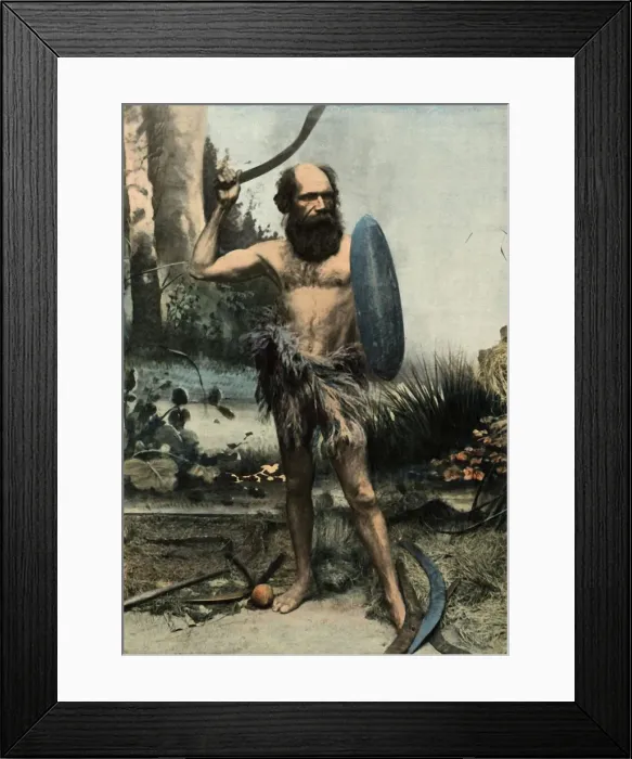 Framed Print : Indigene Australien Arme Du Boumerang, (Aborigine armed with a Boomerang), 1900 Framed Print : Indigene Australien Arme Du Boumerang, (Aborigine armed with a Boomerang), 1900