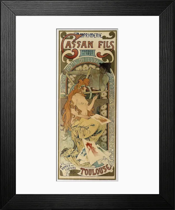 Framed Print : Poster for the Toulouse printing house Cassan Fils, 1897. Artist: Alphonse Mucha Framed Print : Poster for the Toulouse printing house Cassan Fils, 1897. Artist: Alphonse Mucha