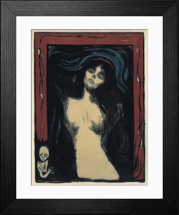 Framed Print : Madonna (Loving Woman), 1895-1900. Artist: Munch, Edvard (1863-1944) Framed Print : Madonna (Loving Woman), 1895-1900. Artist: Munch, Edvard (1863-1944)