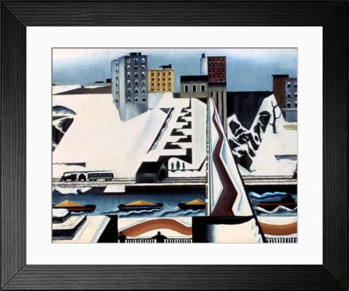 Framed Print : Harlem Rivers, 1928. Artist: Preston Dickinson Framed Print : Harlem Rivers, 1928. Artist: Preston Dickinson