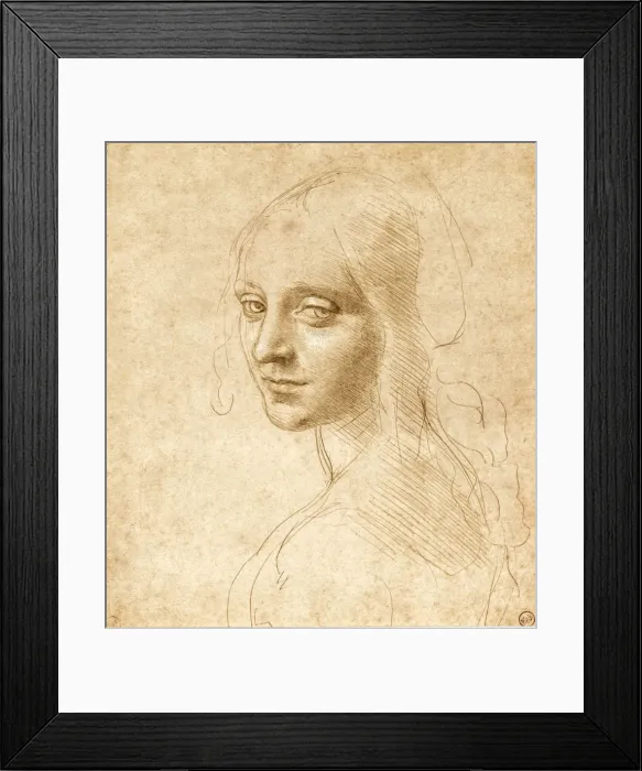 Framed Print : Head and shoulders of a girl, c. 1490. Creator: Leonardo da Vinci (1452-1519) Framed Print : Head and shoulders of a girl, c. 1490. Creator: Leonardo da Vinci (1452-1519)