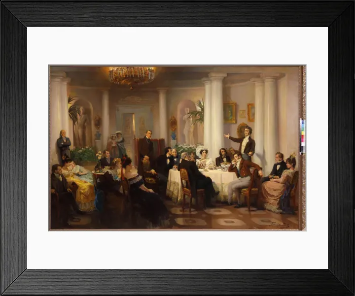 Framed Print : Pushkin and his friends listen to Adam Mickiewicz in the salon of Princess Zinaida Volkonskaya Framed Print : Pushkin and his friends listen to Adam Mickiewicz in the salon of Princess Zinaida Volkonskaya