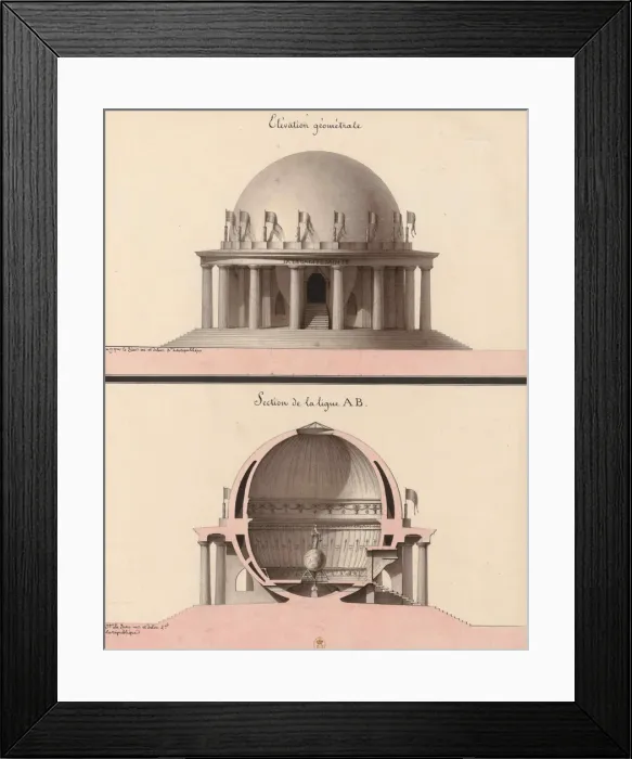Framed Print : Elevation d un temple a l Egalite, pour le jardin du philosophe Framed Print : Elevation d un temple a l Egalite, pour le jardin du philosophe