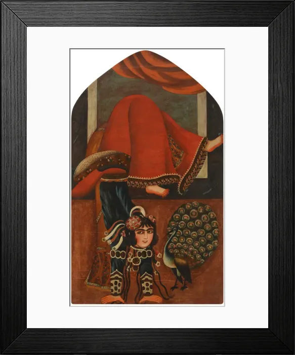 Framed Print : Acrobat and a peacock, ca 1825. Creator: Anonymous Framed Print : Acrobat and a peacock, ca 1825. Creator: Anonymous