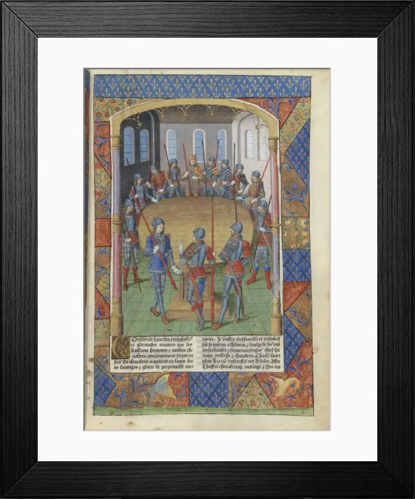 Framed Print : Lancelot du Lac. Le roi Arthur et les chevaliers de la Table ronde, 1494. Creator Framed Print : Lancelot du Lac. Le roi Arthur et les chevaliers de la Table ronde, 1494. Creator