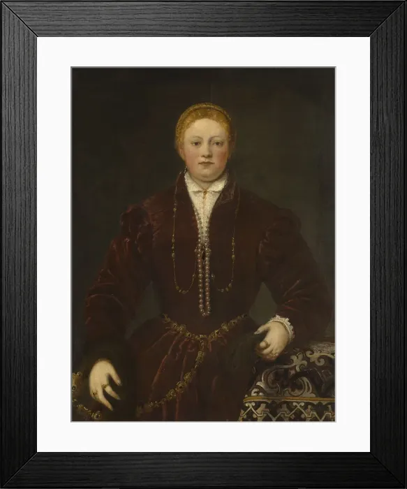 Framed Print : Portrait of a Young Lady, ca 1555. Creator: Tintoretto, Jacopo (1518-1594)