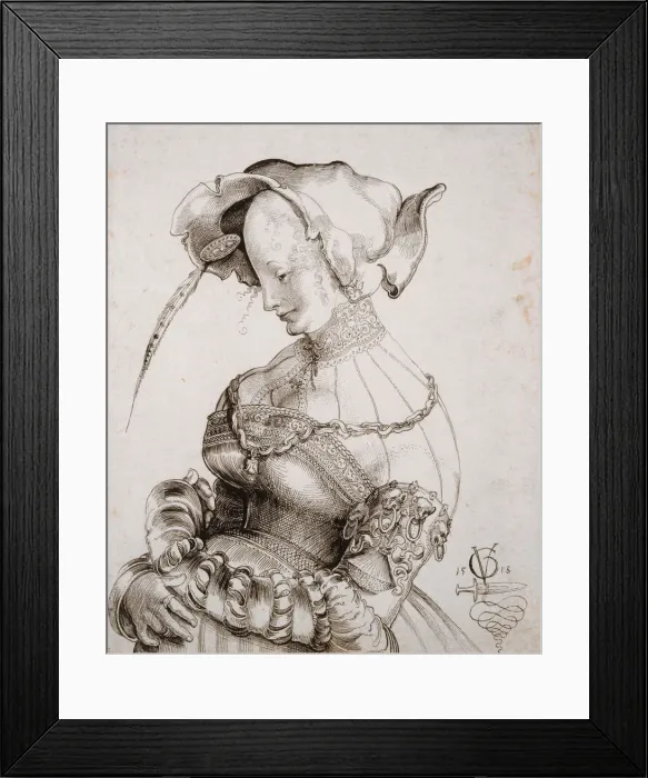 Framed Print : Prostitute in Half Figure, 1518. Creator: Graf, Urs (c. 1485-1527 / 28) Framed Print : Prostitute in Half Figure, 1518. Creator: Graf, Urs (c. 1485-1527 / 28)