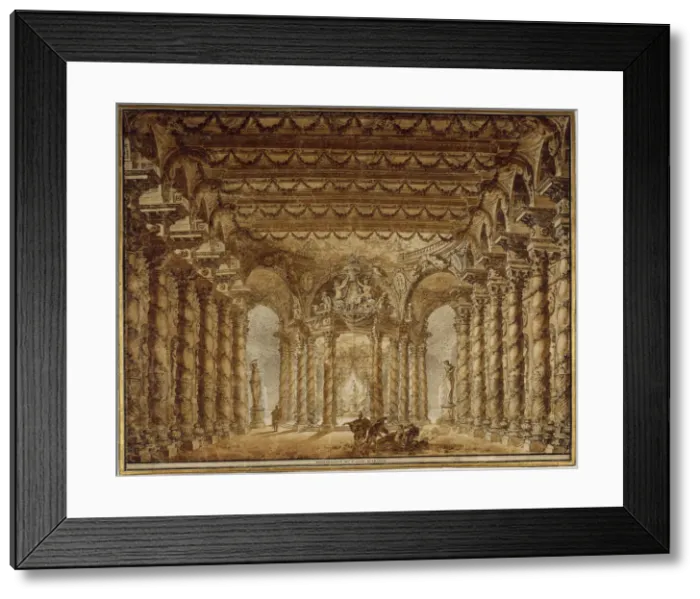 Framed Print : Stage design for the opera Armide by Jean-Baptiste Lully, 1760. Creator: De Wailly Framed Print : Stage design for the opera Armide by Jean-Baptiste Lully, 1760. Creator: De Wailly