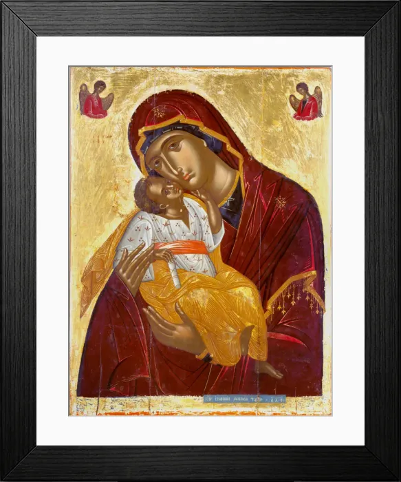 Framed Print : Our Lady of Tenderness (The Virgin Eleusa), 1609. Creator: Lambardos, Emmanuel (1587-1631)