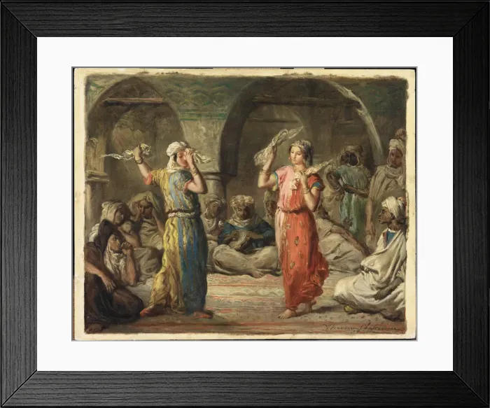 Framed Print : Moroccan dancers. The Handkerchief Dance, 1849. Creator: Chasseriau, Theodore (1819-1856)