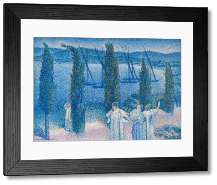 Framed Print : Nocturne with Cypresses (Nocturne aux cypres), 1896. Creator: Cross, Henri Edmond (1856-1910) Framed Print : Nocturne with Cypresses (Nocturne aux cypres), 1896. Creator: Cross, Henri Edmond (1856-1910)