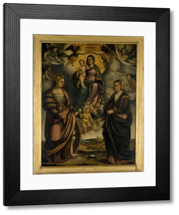 Framed Print : Madonna and Child between the saints Catherine and Apollonia, 1526. Creator: Dal Toso Framed Print : Madonna and Child between the saints Catherine and Apollonia, 1526. Creator: Dal Toso