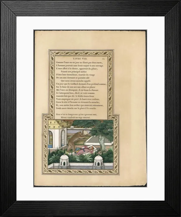 Framed Print : L Ours et l amateur de jardins (The Bear and the Gardener), 1837-1839. Creator: Imam Bakhsh Lahori Framed Print : L Ours et l amateur de jardins (The Bear and the Gardener), 1837-1839. Creator: Imam Bakhsh Lahori