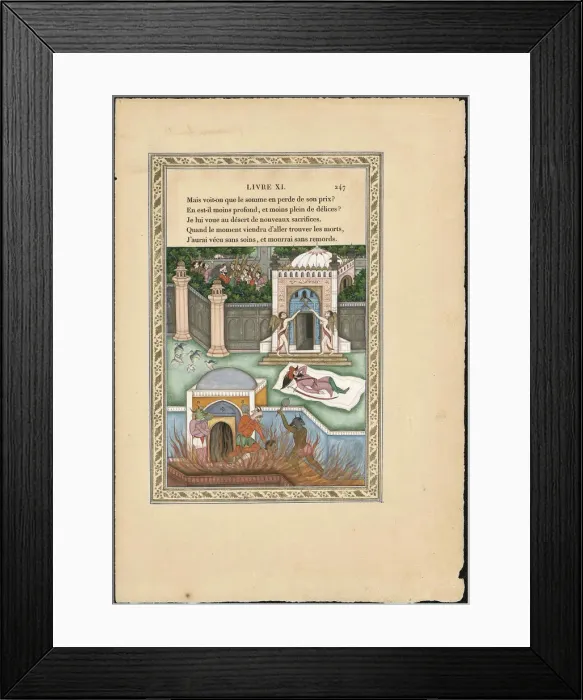 Framed Print : Songe d un habitant du Mogol (The Moguls Dream), 1837-1839. Creator: Imam Bakhsh Lahori Framed Print : Songe d un habitant du Mogol (The Moguls Dream), 1837-1839. Creator: Imam Bakhsh Lahori