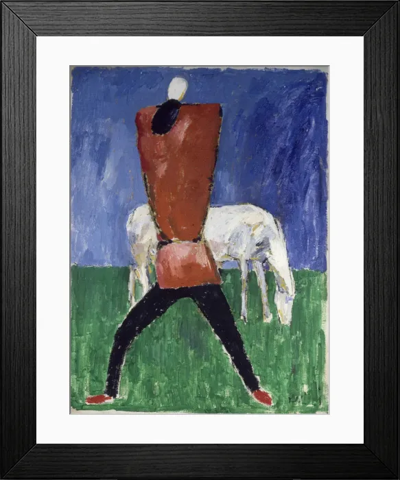 Framed Print : The White Horse (Man and Horse), 1930-1931. Creator: Malevich, Kasimir Severinovich (1878-1935) Framed Print : The White Horse (Man and Horse), 1930-1931. Creator: Malevich, Kasimir Severinovich (1878-1935)