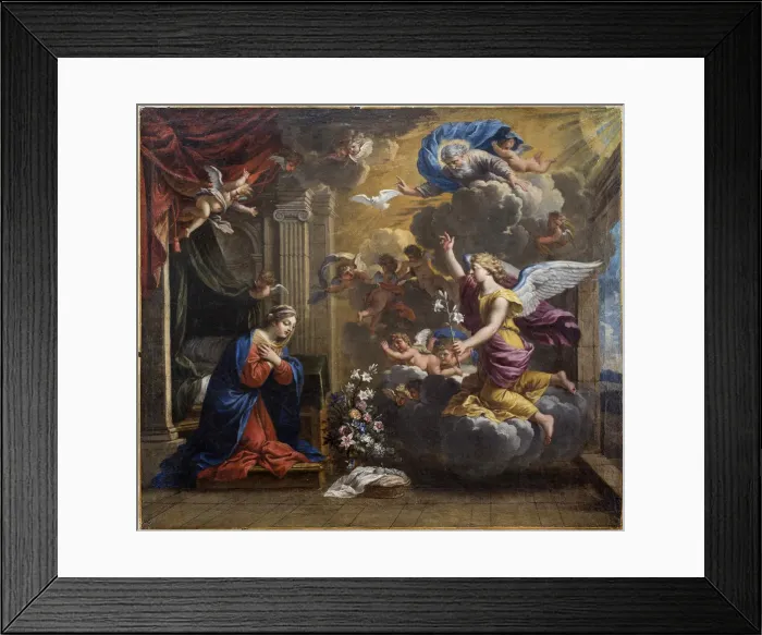 Framed Print : The Annunciation. Creator: Poerson, Charles (1609-1667) Framed Print : The Annunciation. Creator: Poerson, Charles (1609-1667)