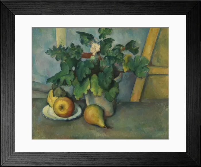 Framed Print : Pot of Primroses and Fruit, c. 1889. Creator: Cezanne, Paul (1839-1906) Framed Print : Pot of Primroses and Fruit, c. 1889. Creator: Cezanne, Paul (1839-1906)