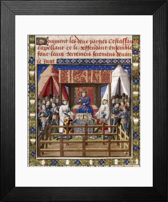 Framed Print : Trial by combat, 15th century. Creator: Anonymous Framed Print : Trial by combat, 15th century. Creator: Anonymous