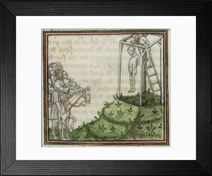Framed Print : The execution of Enguerrand de Marigny. From Grandes Chroniques de France, 14th century Framed Print : The execution of Enguerrand de Marigny. From Grandes Chroniques de France, 14th century