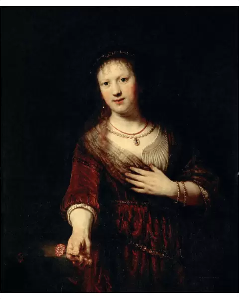Saskia with the red flower, 1641. Creator: Rembrandt van Rhijn (1606-1669)