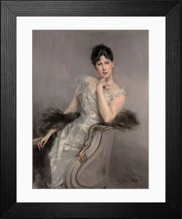 Framed Print : Signora in bianco (Lady in white), 1902. Creator: Boldini, Giovanni (1842-1931) Framed Print : Signora in bianco (Lady in white), 1902. Creator: Boldini, Giovanni (1842-1931)