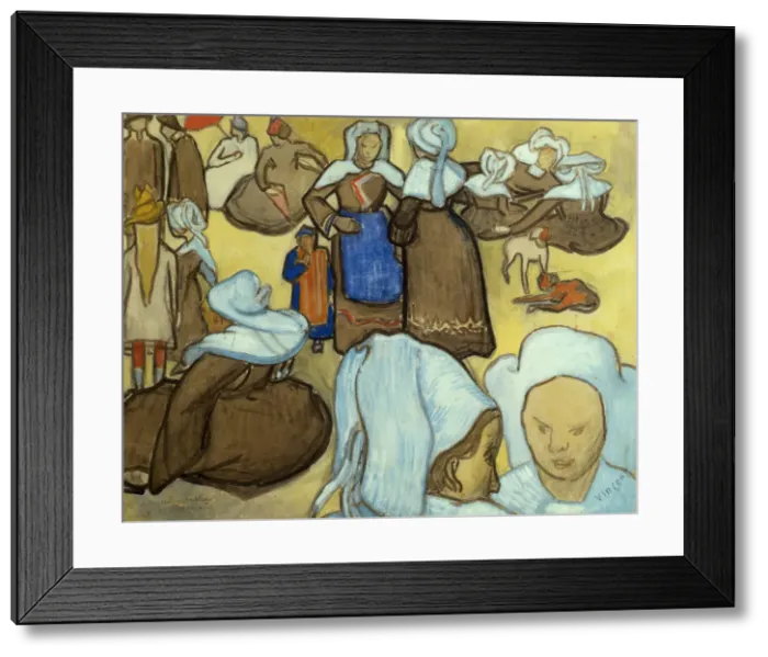 Framed Print : Les bretonnes et le pardon de Pont Aven, 1888. Creator: Gogh, Vincent, van (1853-1890)
