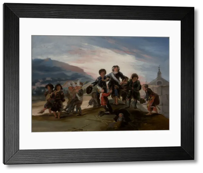 Framed Print : Children Playing Soldiers (Ninos jugando a soldados), 1786. Creator: Goya, Francisco Framed Print : Children Playing Soldiers (Ninos jugando a soldados), 1786. Creator: Goya, Francisco