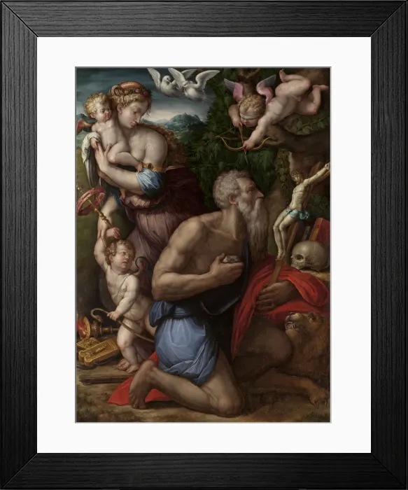 Framed Print : The Temptation of Saint Jerome. Creator: Vasari, Giorgio (1511-1574) Framed Print : The Temptation of Saint Jerome. Creator: Vasari, Giorgio (1511-1574)