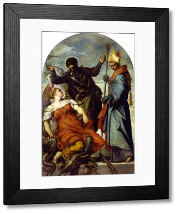 Framed Print : Saint Louis of Toulouse and Saint George, 1552. Creator: Tintoretto, Jacopo (1518-1594) Framed Print : Saint Louis of Toulouse and Saint George, 1552. Creator: Tintoretto, Jacopo (1518-1594)