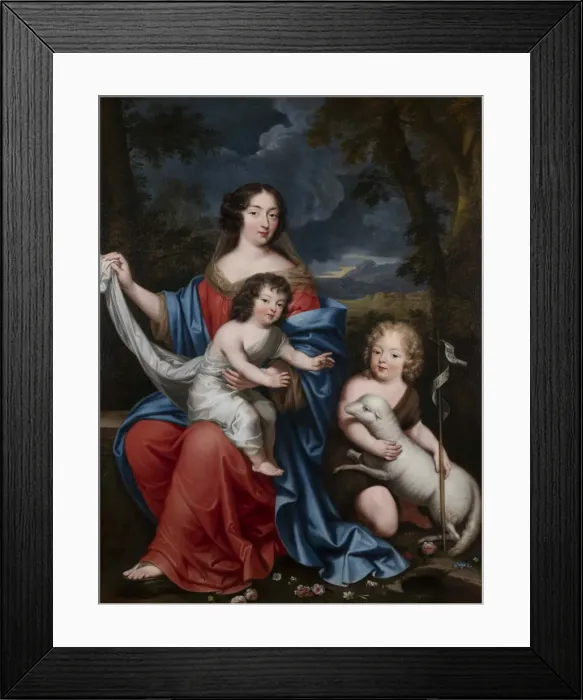 Framed Print : Portrait of Madame de Maintenon (1635-1719), with the Natural Children of Louis XIV, 17th century Framed Print : Portrait of Madame de Maintenon (1635-1719), with the Natural Children of Louis XIV, 17th century