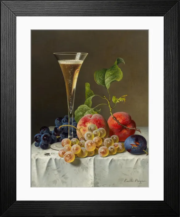 Framed Print : Still life with champagne glass. Creator: Preyer, Emilie (1849-1930) Framed Print : Still life with champagne glass. Creator: Preyer, Emilie (1849-1930)