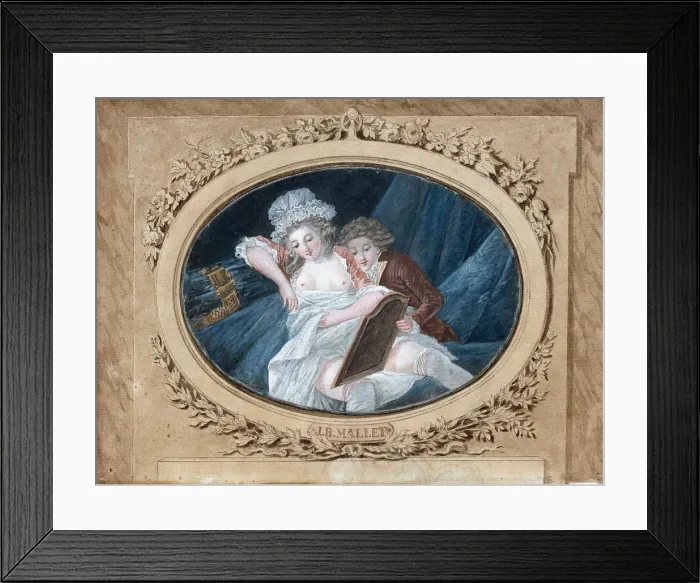 Framed Print : Boudoir scene. Creator: Mallet, Jean-Baptiste (1759-1835) Framed Print : Boudoir scene. Creator: Mallet, Jean-Baptiste (1759-1835)